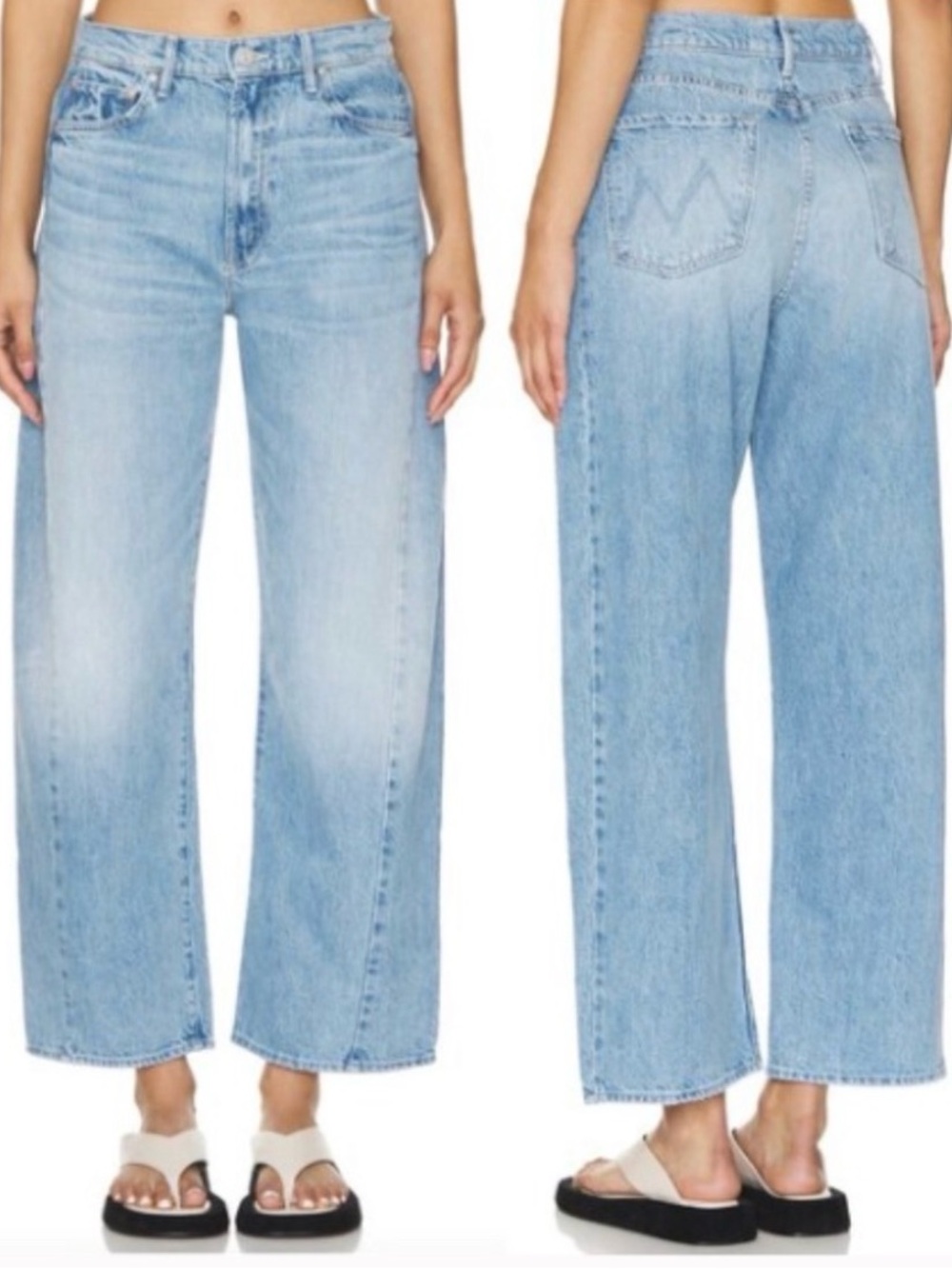 NWT MOTHER SUPERIOR Jeans Half Pipe Flood Material Girl Blue Size 34 - Picture 14 of 14